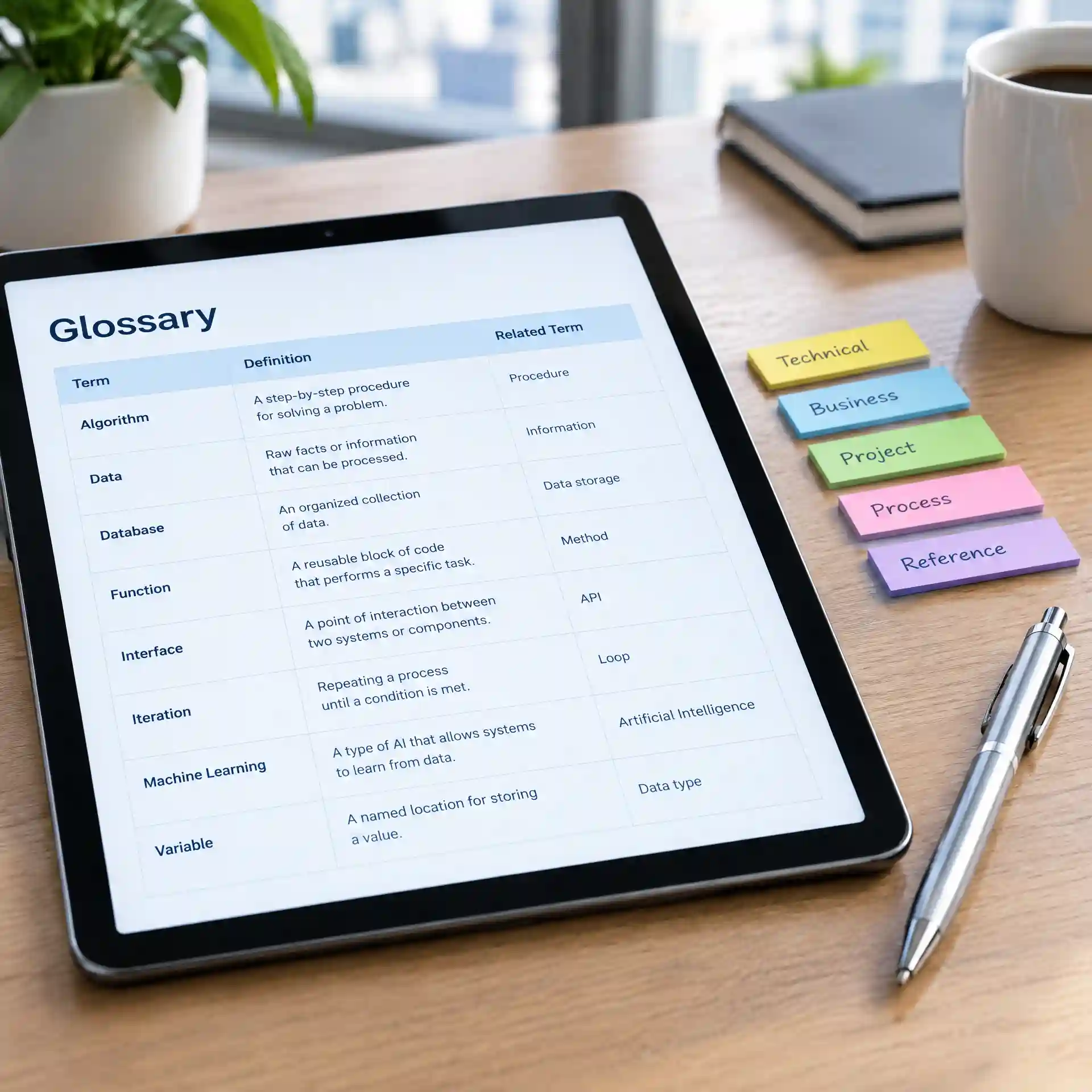 Tablet showing a glossary beside colored reference notes, accompanying manga vs manhwa vs manhua discussion of reading conventions, terminology, and checking the details of translated comic editions.