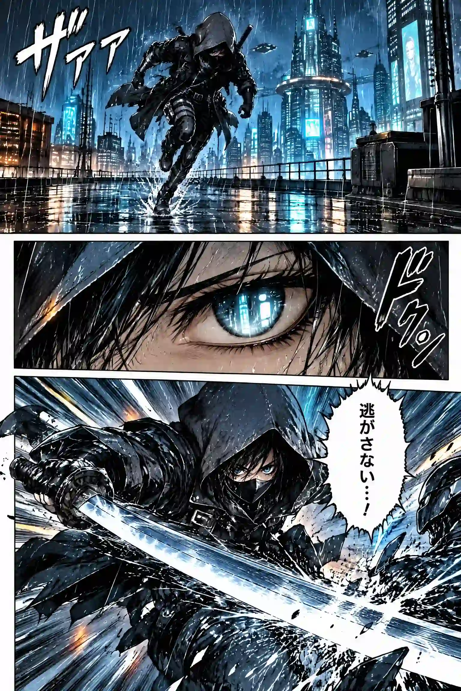 Colorize manga example showing the same manga panel after AI coloring with vivid natural tones.