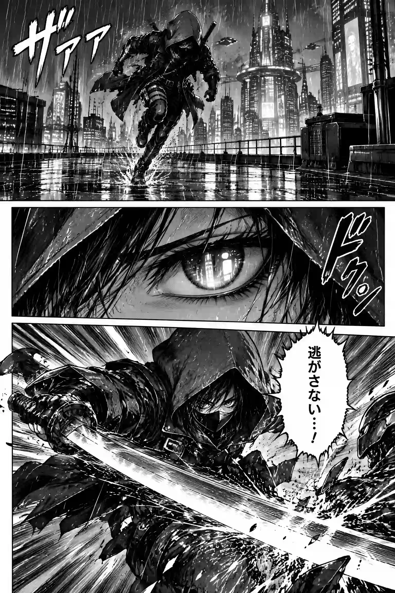 Colorize manga example showing an original black-and-white manga panel before AI coloring.
